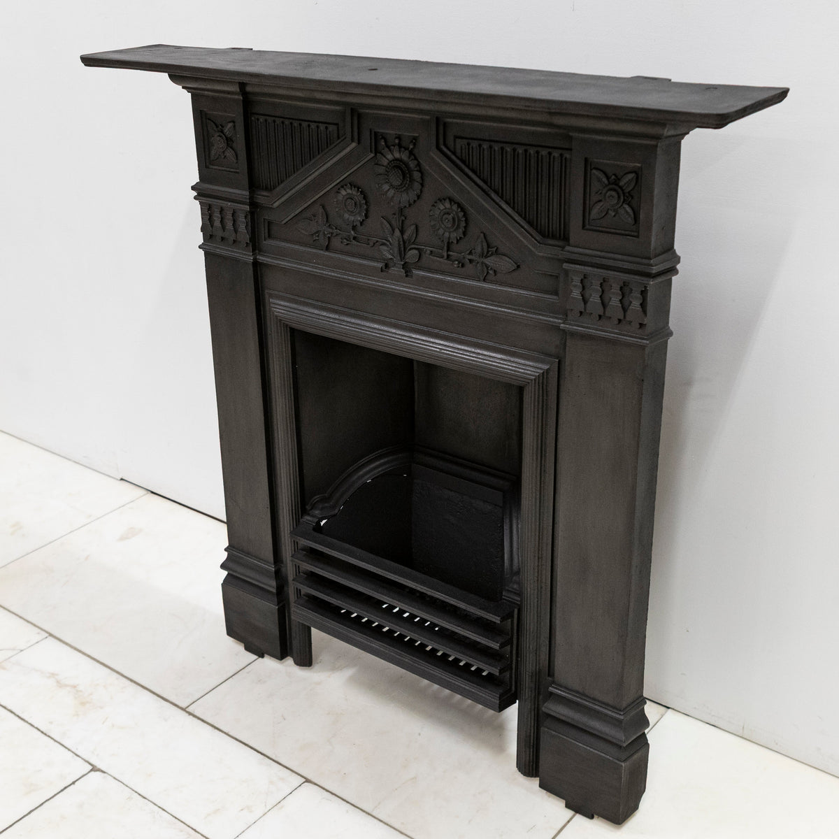Antique Cast Iron "The Daisy" Combination Fireplace