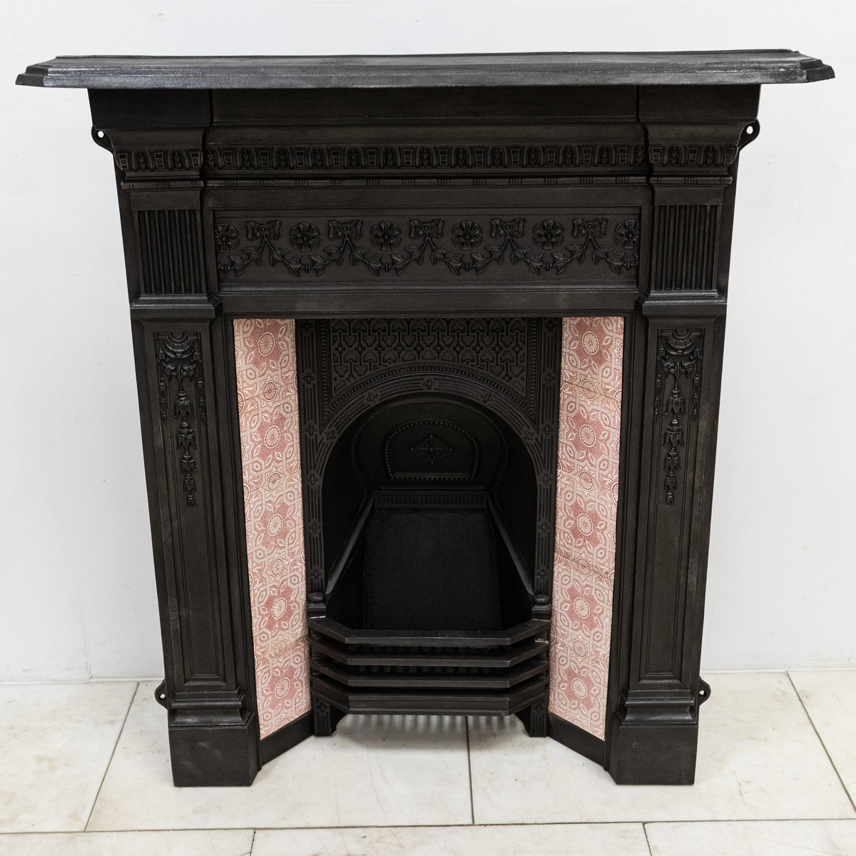 Antique Victorian Tiled Cast Iron Combination Fireplace