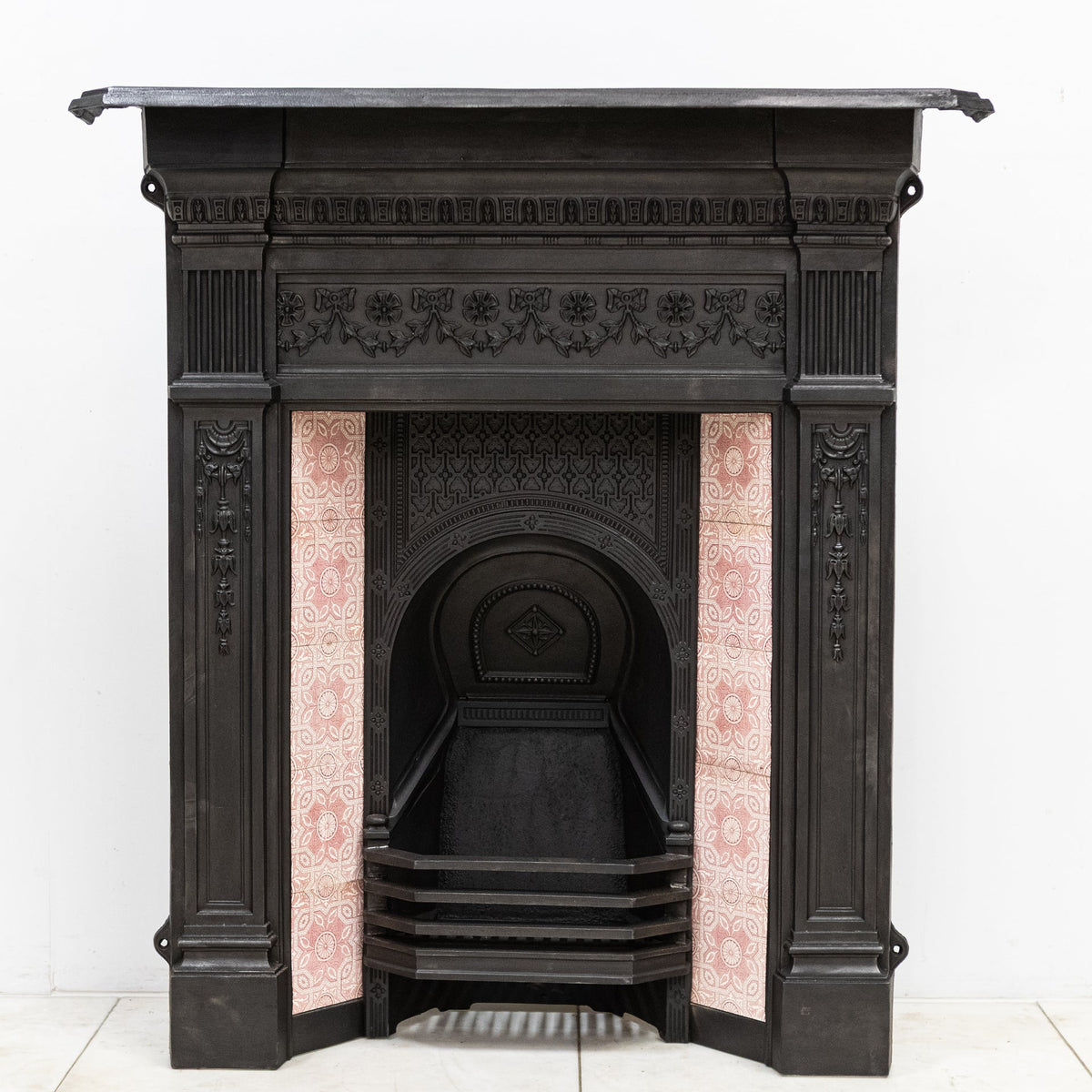 Antique Victorian Tiled Cast Iron Combination Fireplace