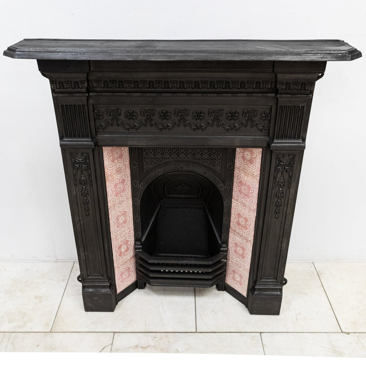 Antique Victorian Tiled Cast Iron Combination Fireplace
