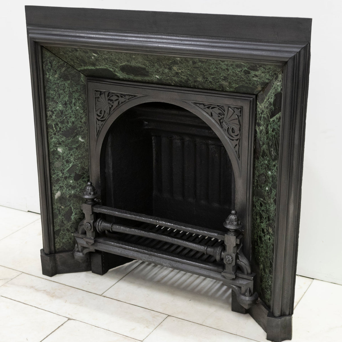 Antique Victorian Cast Iron Insert with Verde Antico Marble | The Architectural Forum