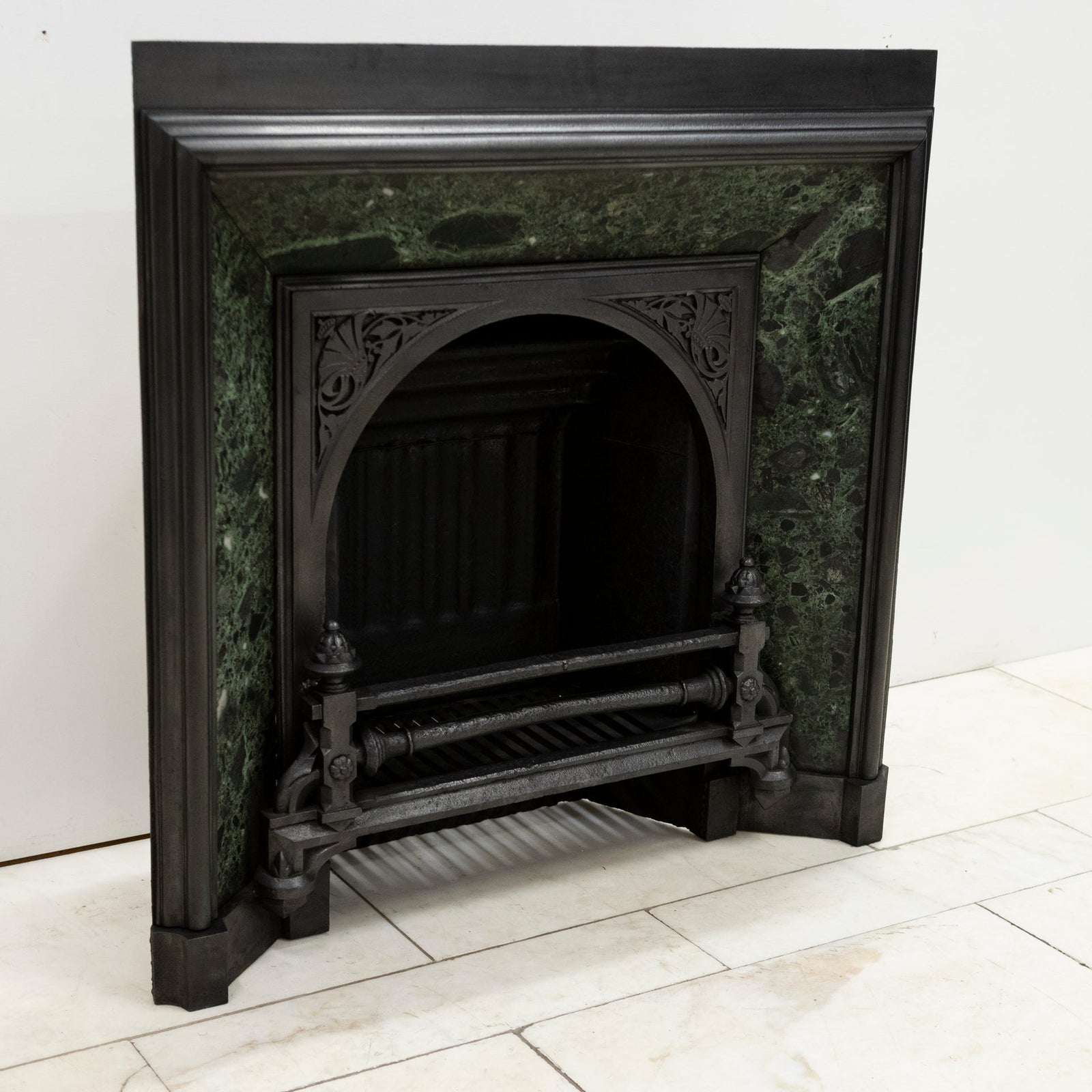 Antique Victorian Cast Iron Insert with Verde Antico Marble | The Architectural Forum