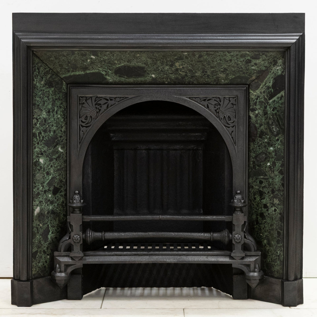 Antique Victorian Cast Iron Insert with Verde Antico Marble | The Architectural Forum