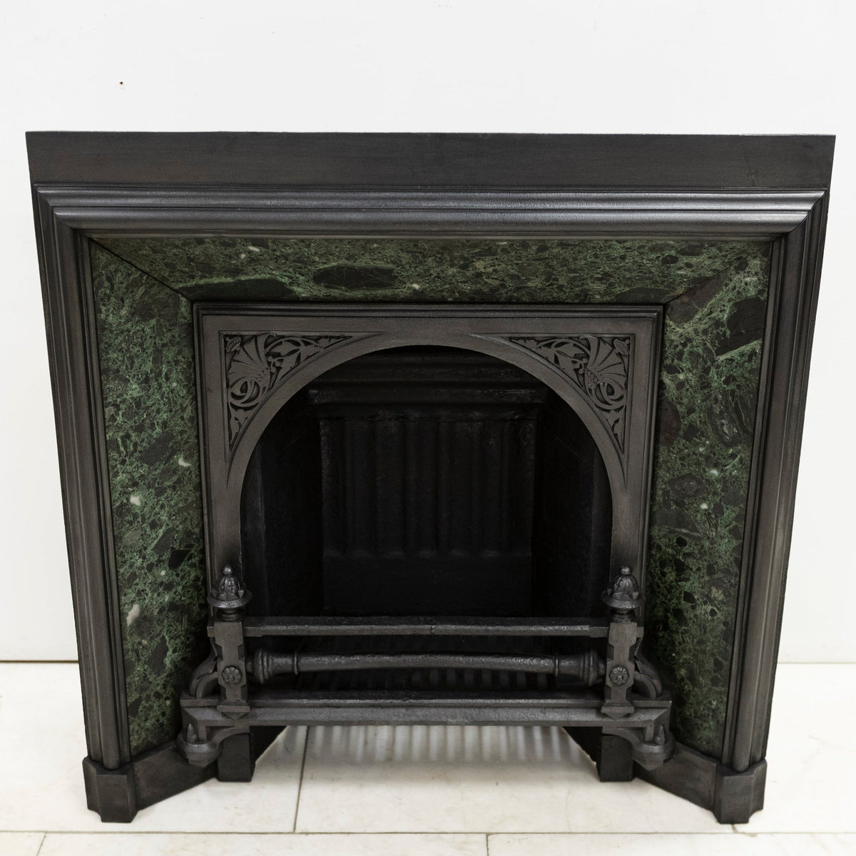 Antique Victorian Cast Iron Insert with Verde Antico Marble | The Architectural Forum