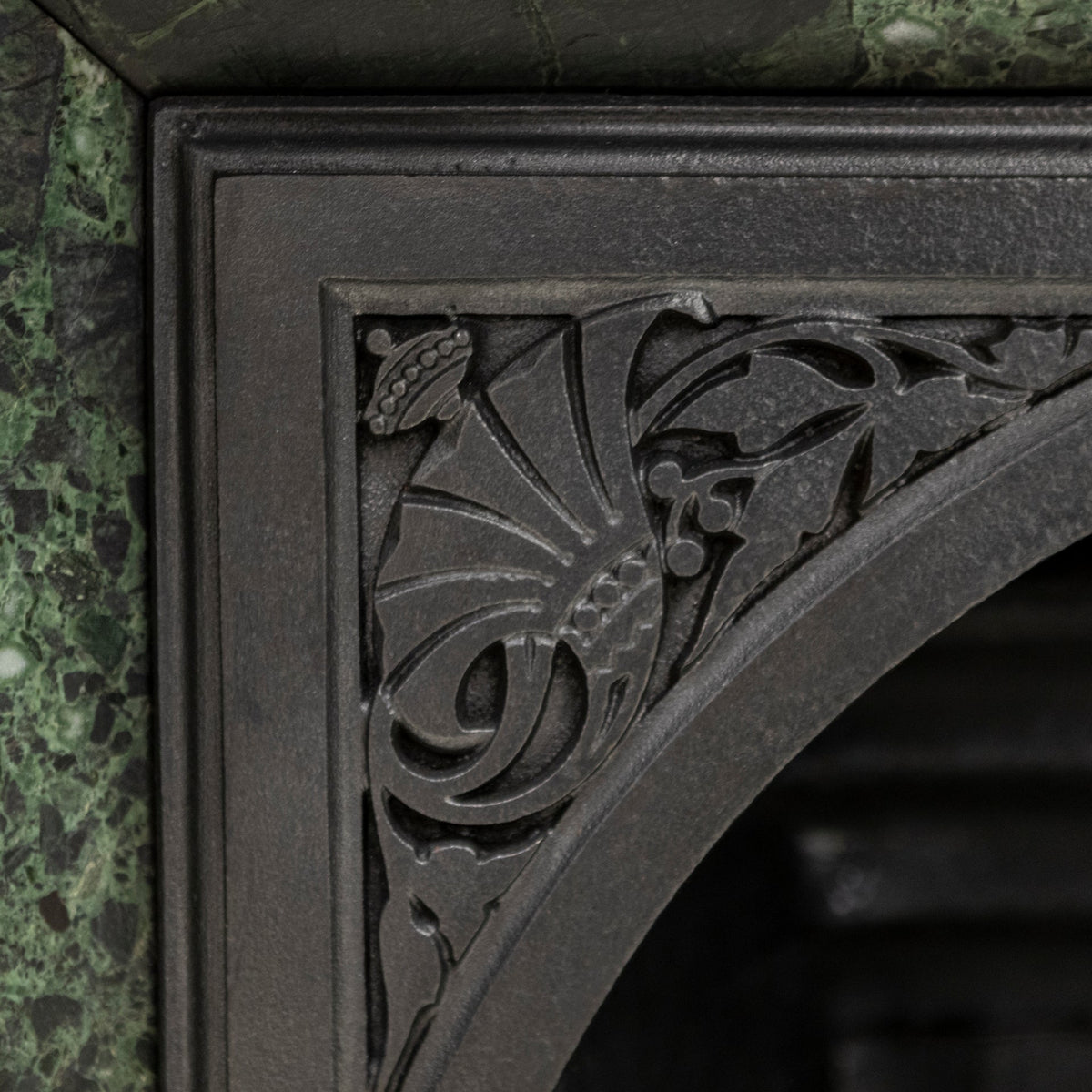 Antique Victorian Cast Iron Insert with Verde Antico Marble | The Architectural Forum