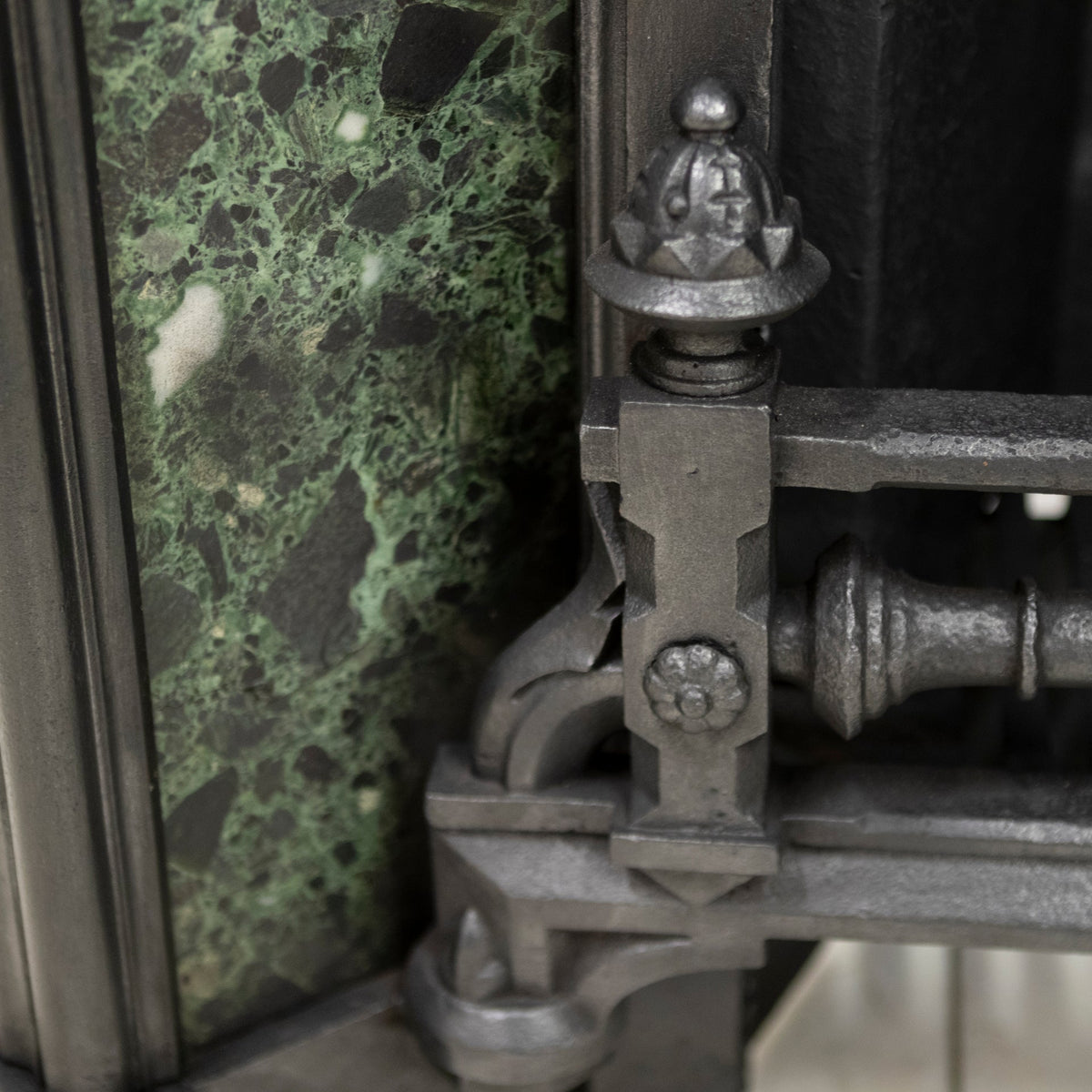 Antique Victorian Cast Iron Insert with Verde Antico Marble | The Architectural Forum