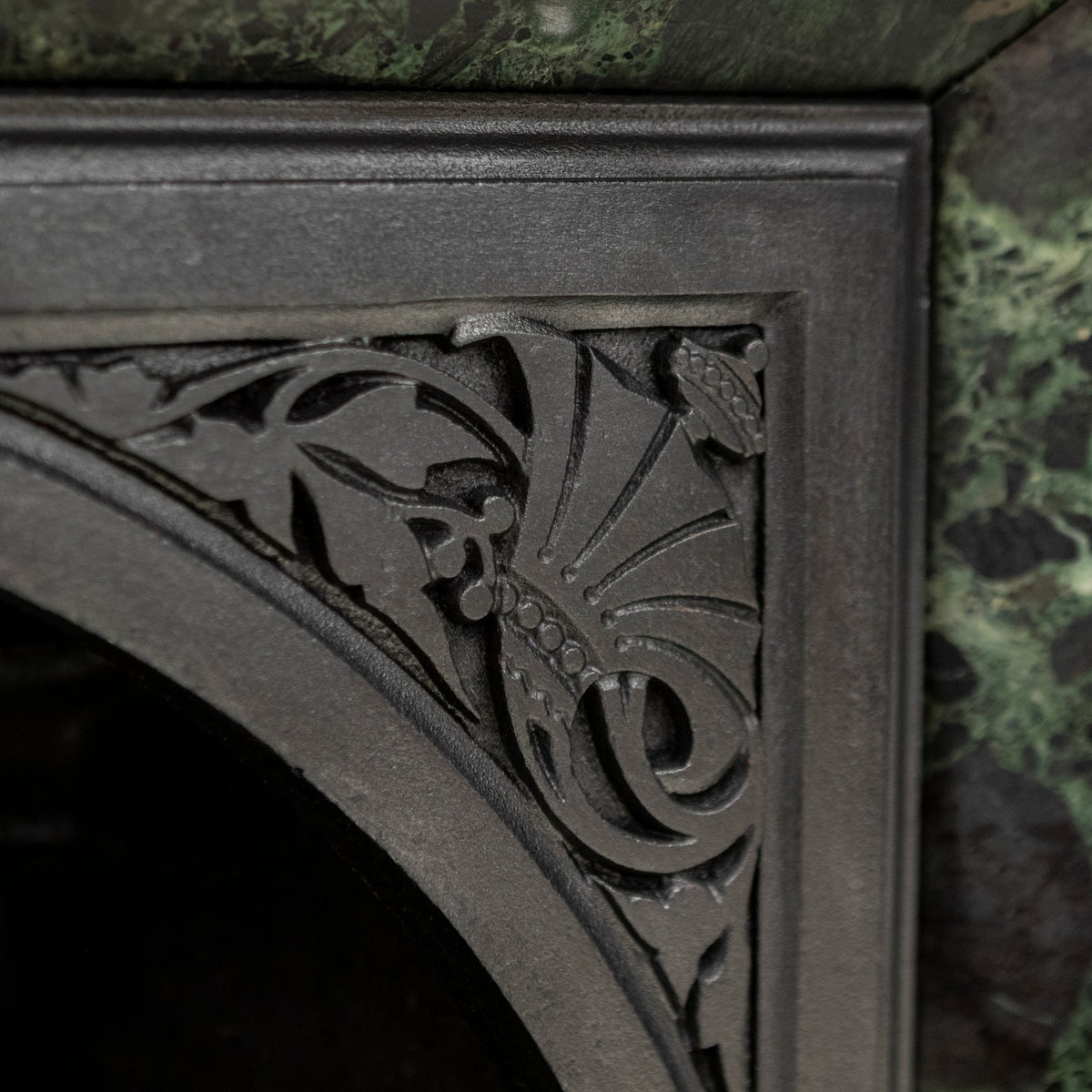 Antique Victorian Cast Iron Insert with Verde Antico Marble | The Architectural Forum