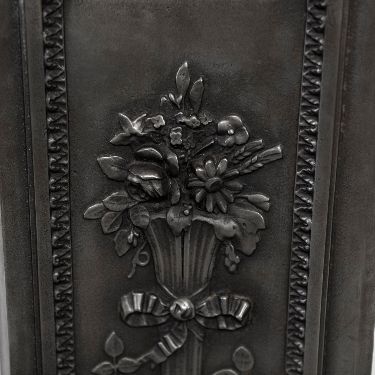 Antique Pair of Ornate Cast Iron Firelace Slips | Side Panel Cheeks | The Architectural Forum