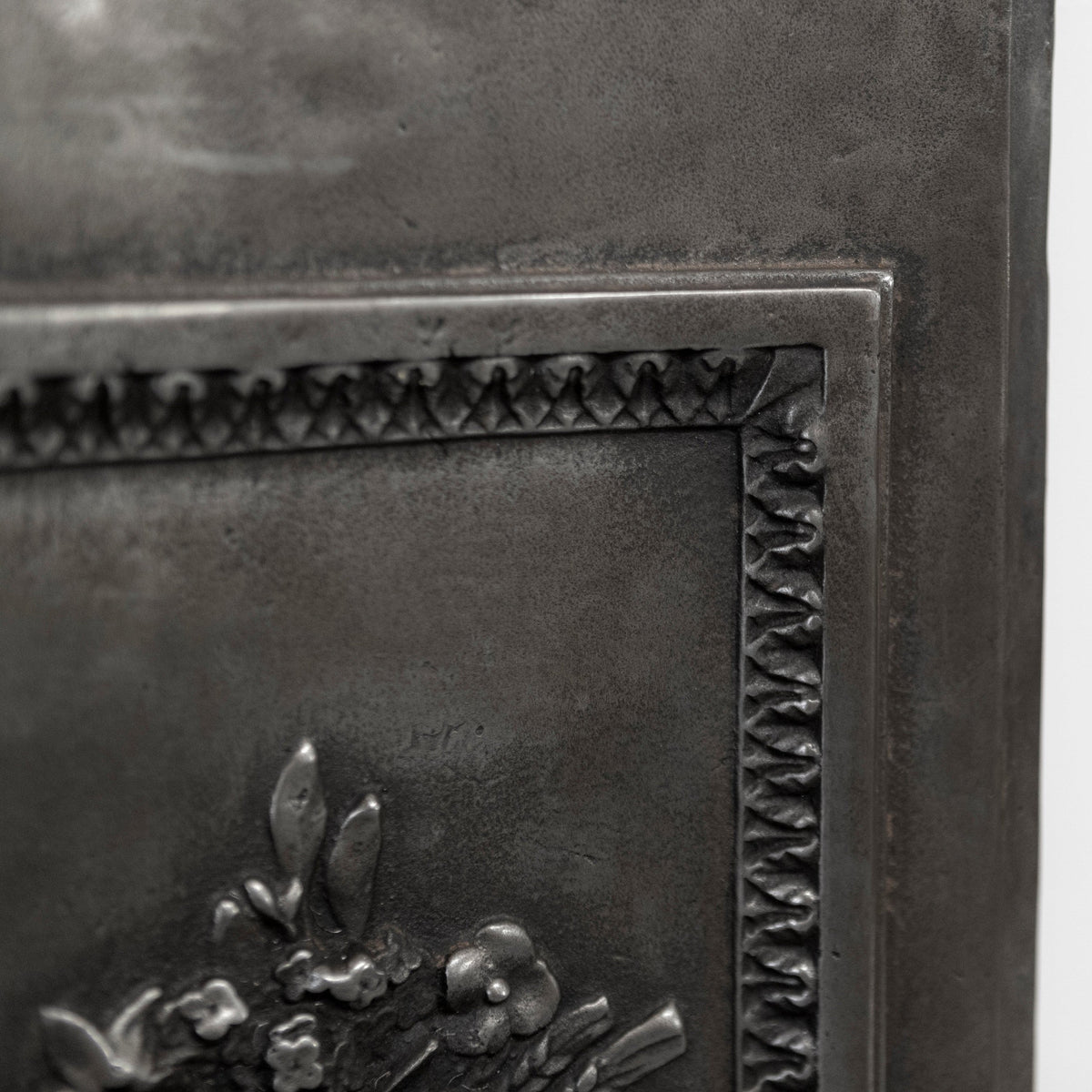 Antique Pair of Ornate Cast Iron Firelace Slips | Side Panel Cheeks | The Architectural Forum