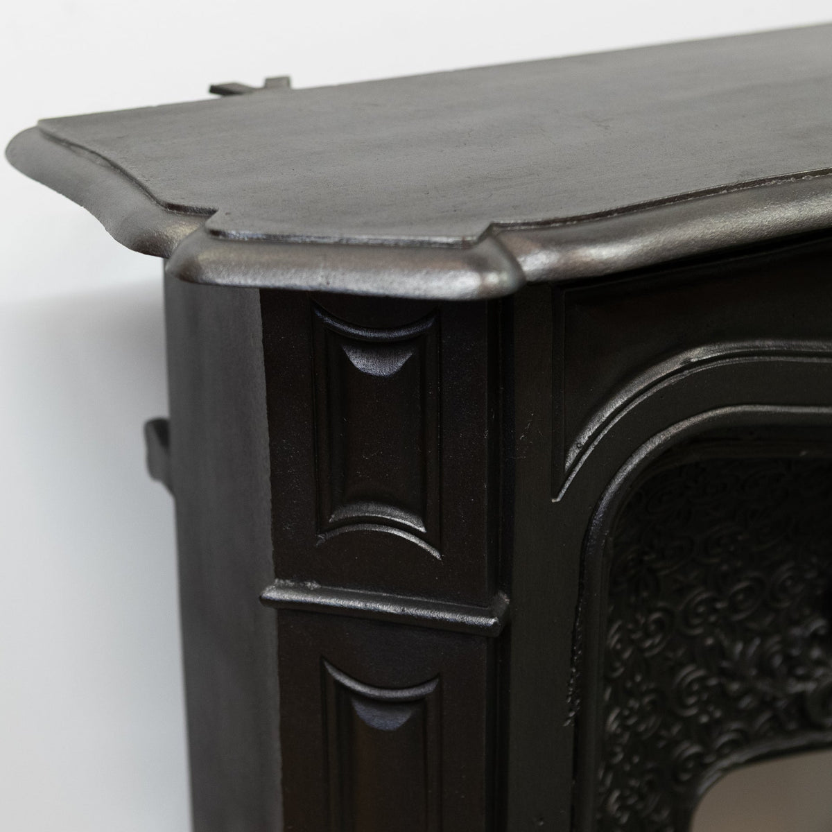 Rare Highly Ornate Antique Cast Iron Fireplace Surround | Pair Available