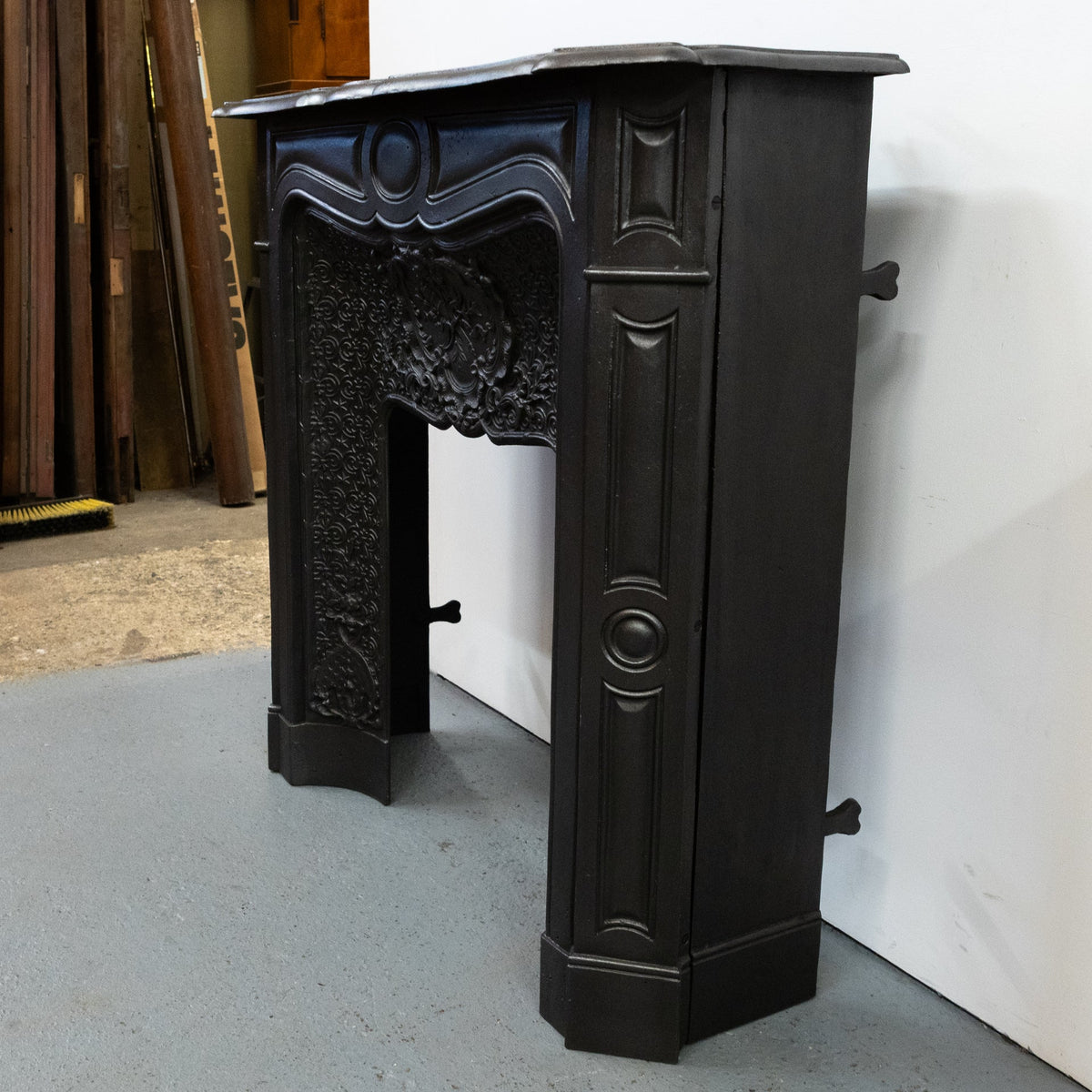 Rare Highly Ornate Antique Cast Iron Fireplace Surround | Pair Available | The Architectural Forum