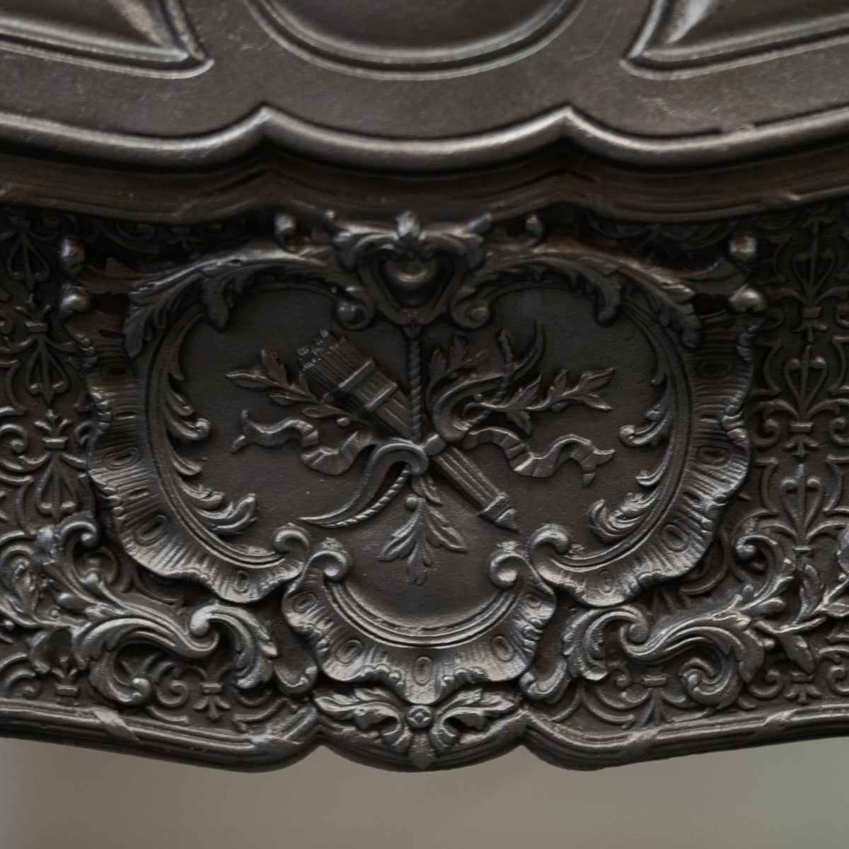 Rare Highly Ornate Antique Cast Iron Fireplace Surround | Pair Available
