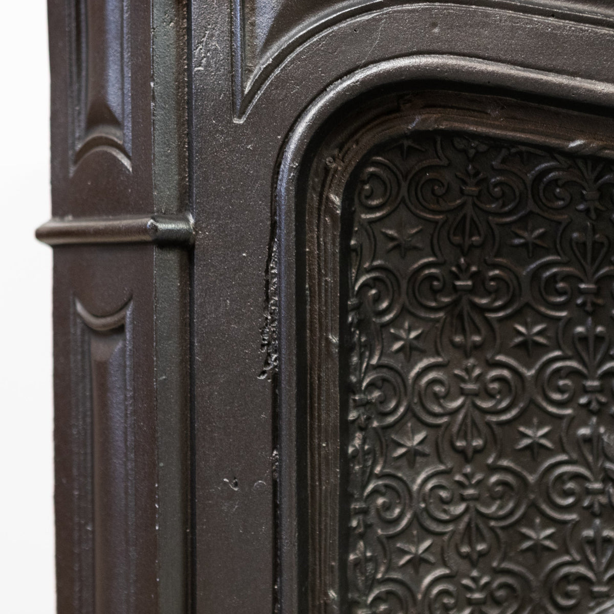 Rare Highly Ornate Antique Cast Iron Fireplace Surround | Pair Available