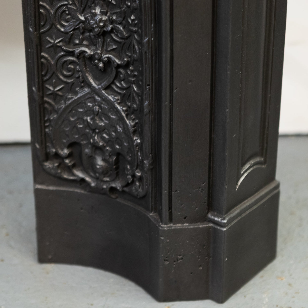 Rare Highly Ornate Antique Cast Iron Fireplace Surround | Pair Available | The Architectural Forum