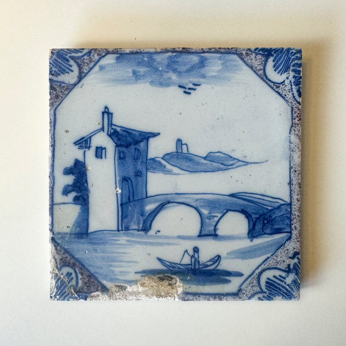Antique 18th Century Dutch Delft Tiles | 2 Remaining | The Architectural Forum