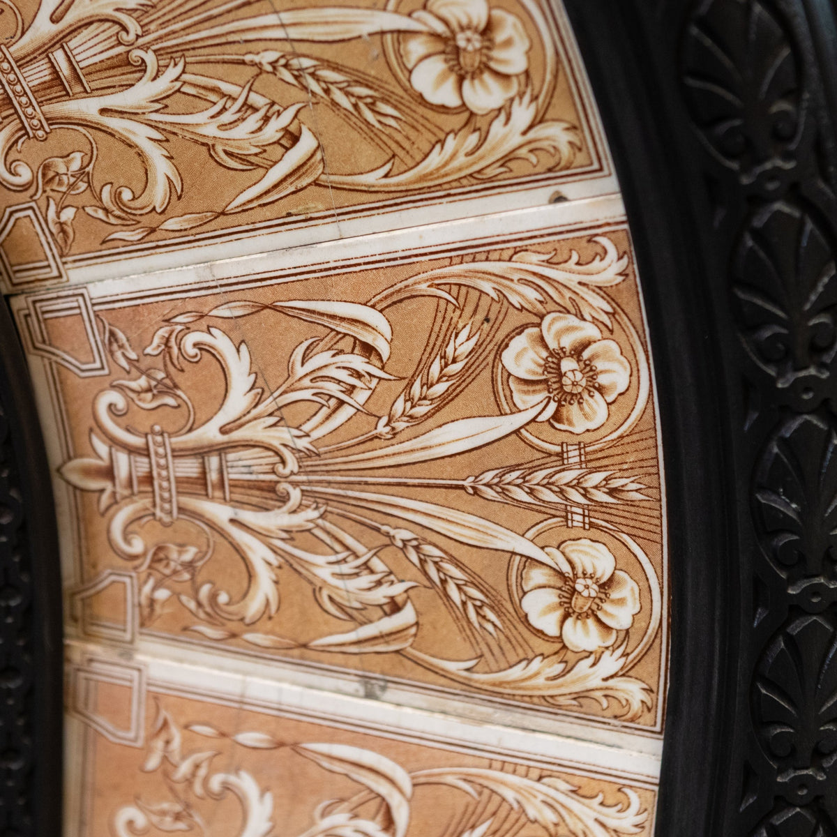 Antique Fireplace Insert with Tiled Arched Opening | Steele &amp; Wood Tiles
