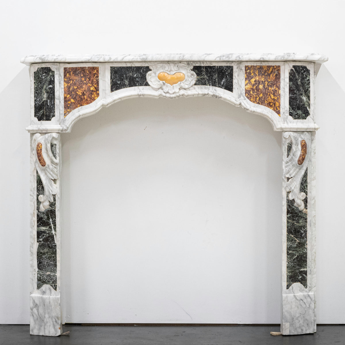 18th Century French Provençal Carrara Brocatelle &amp; Verde Marble Chimneypiece | The Architectural Forum