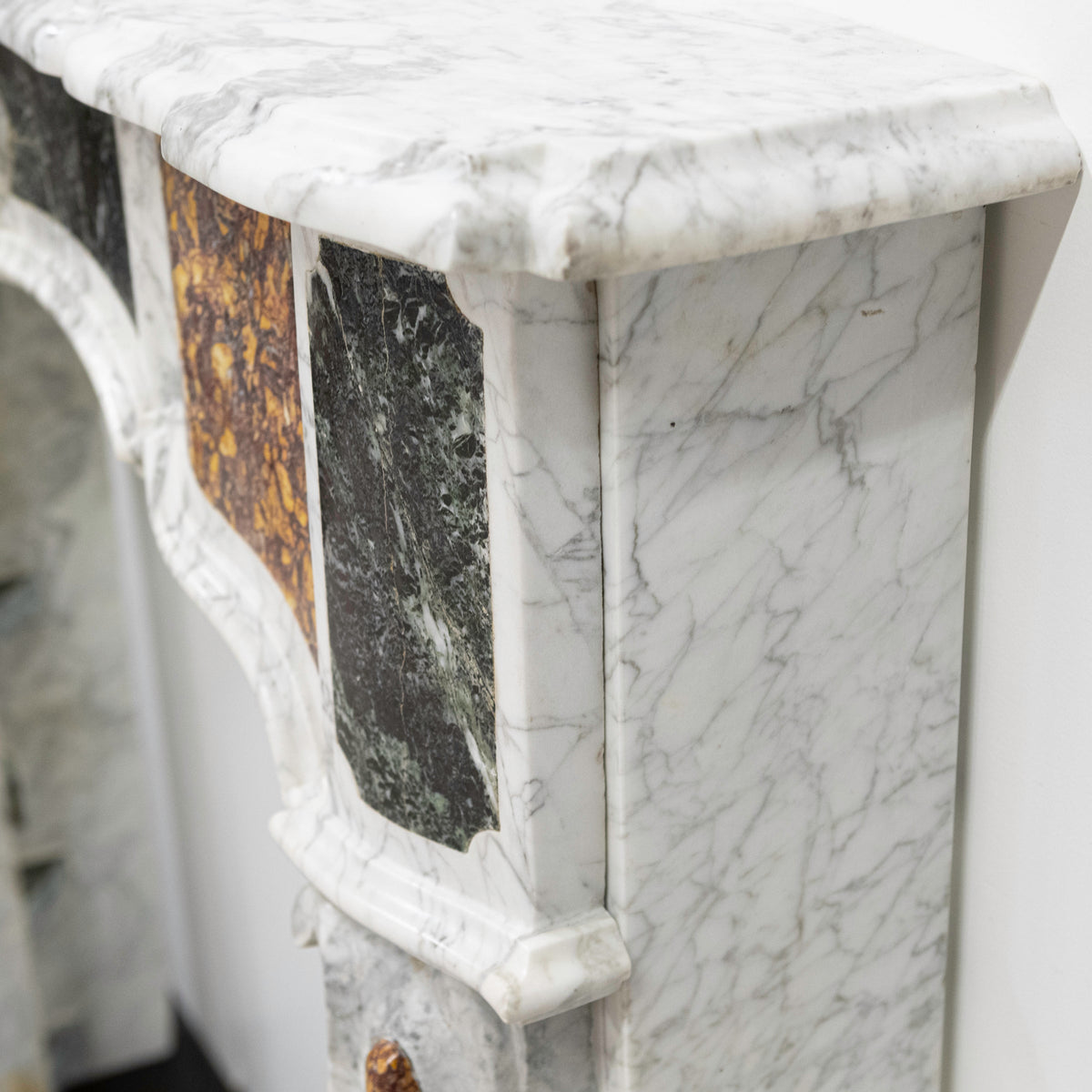 18th Century French Provençal Carrara Brocatelle &amp; Verde Marble Chimneypiece | The Architectural Forum