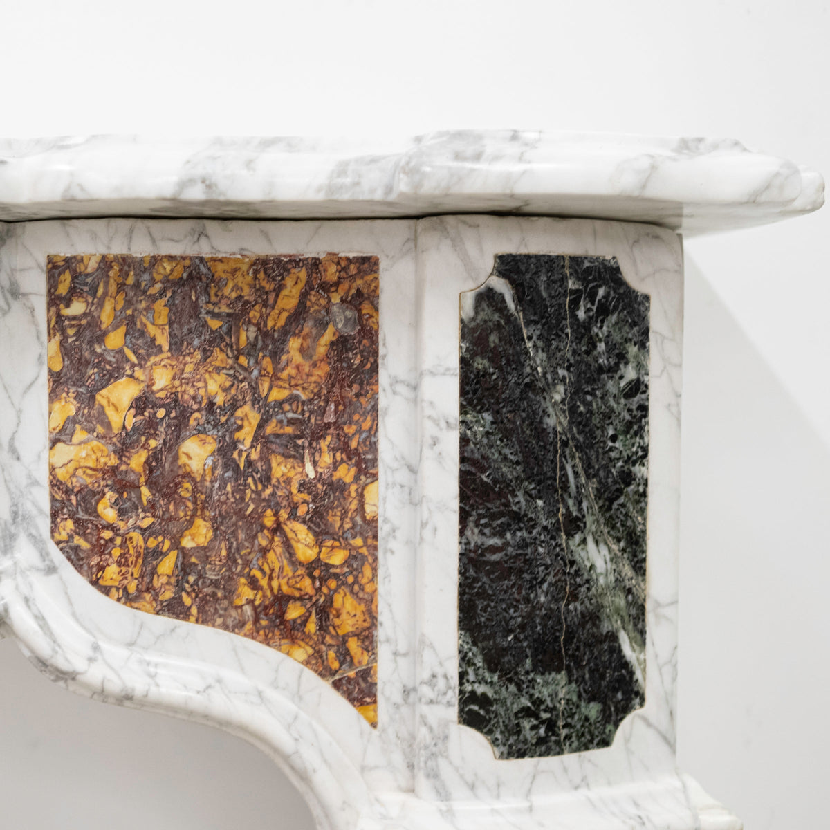 18th Century French Provençal Carrara Brocatelle &amp; Verde Marble Chimneypiece | The Architectural Forum