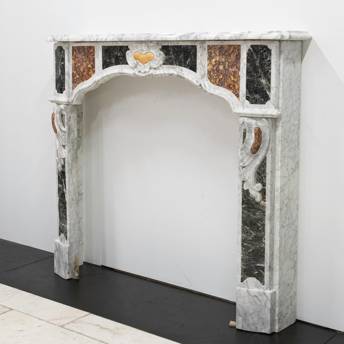 18th Century French Provençal Carrara Brocatelle &amp; Verde Marble Chimneypiece | The Architectural Forum