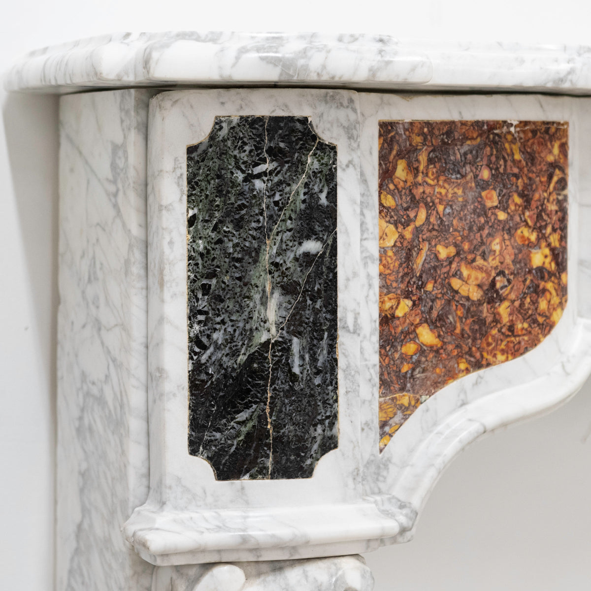18th Century French Provençal Carrara Brocatelle &amp; Verde Marble Chimneypiece | The Architectural Forum