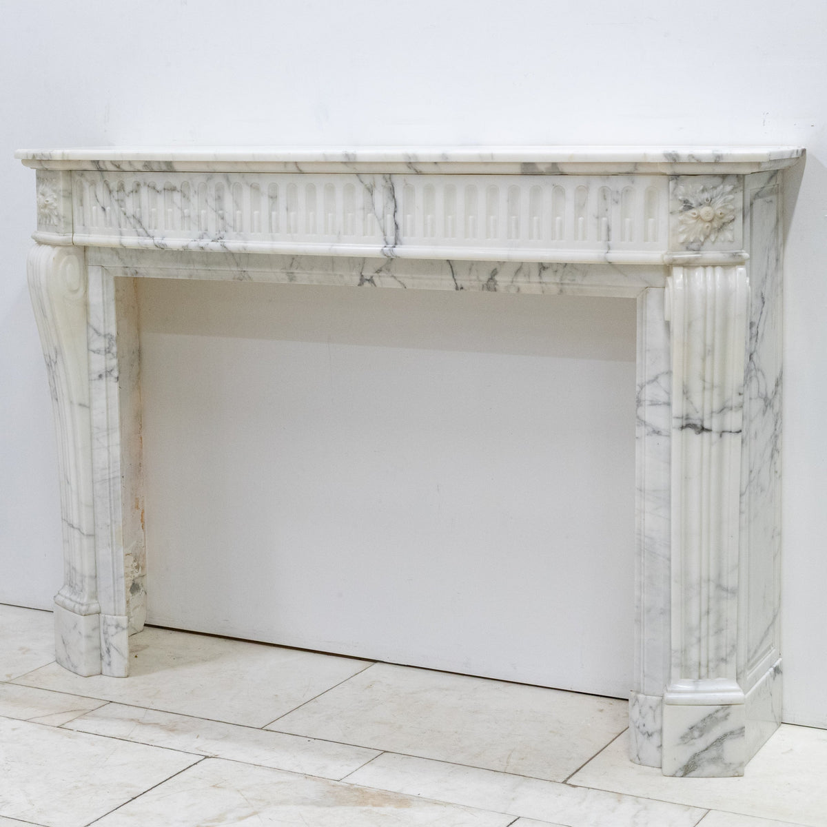 Antique 19th Century Arabescato Marble Louis XVI Style Fireplace Surround | The Architectural Forum