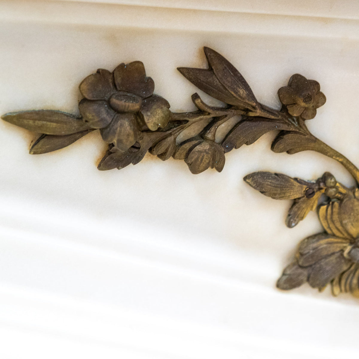 Antique French Louis XV Style Statuary Marble Fireplace with Brass Mounts | The Architectural Forum