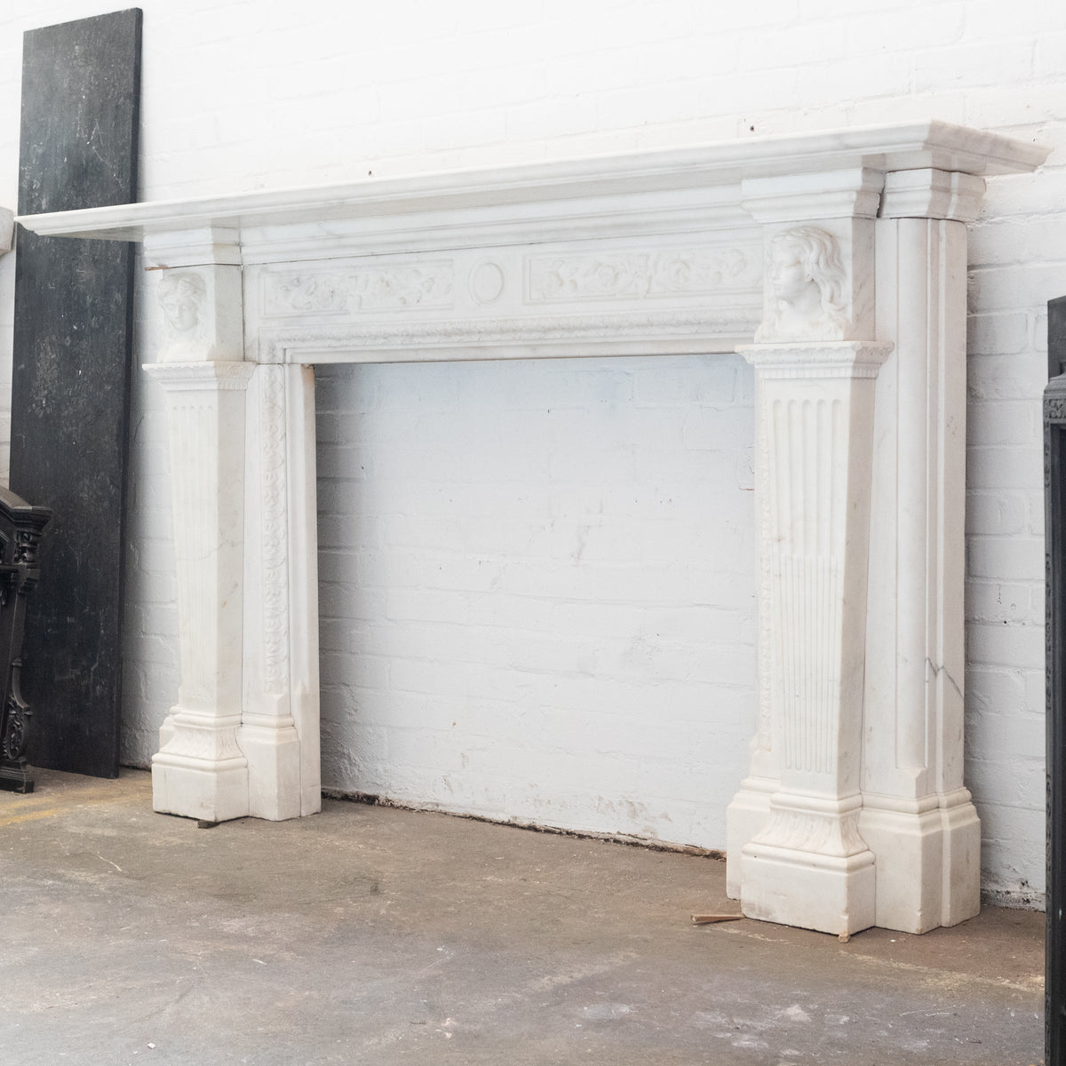 Monumental Antique Statuary Marble Carved Chimneypiece | The Architectural Forum