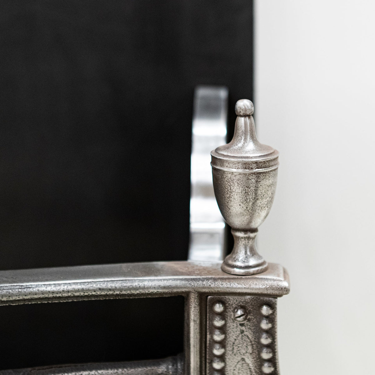 Large Antique Georgian polished Steel Fire Basket with Finials | The Architectural Forum