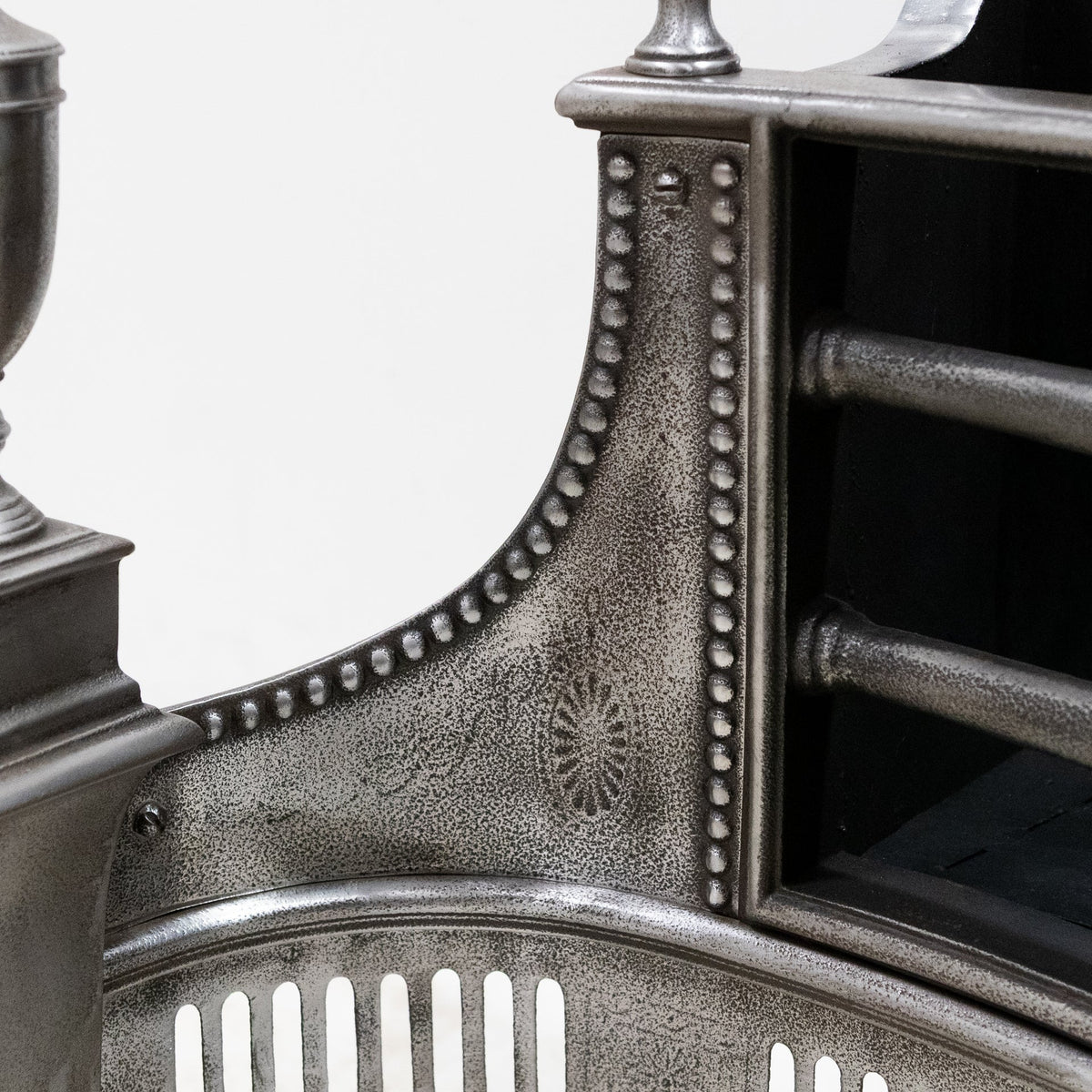 Large Antique Georgian polished Steel Fire Basket with Finials | The Architectural Forum
