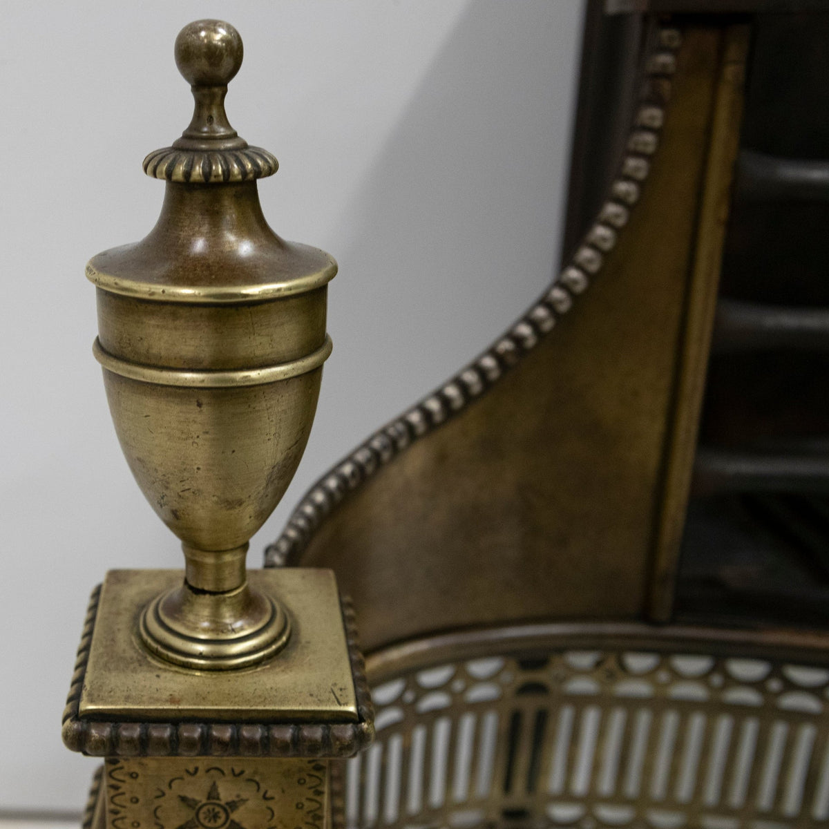 Splendid Antique Georgian Fire Basket with Brass Finials | The Architectural Forum
