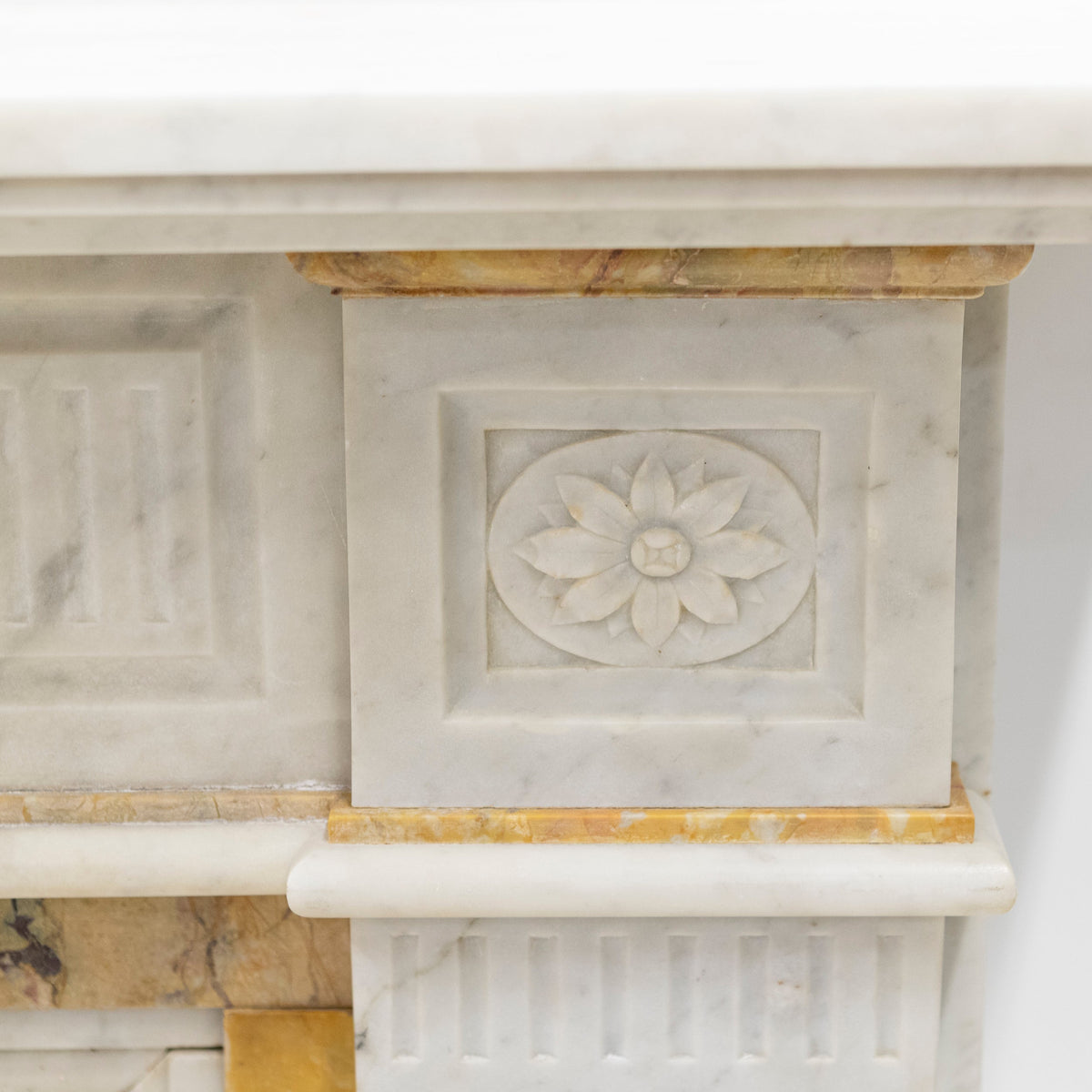 Antique Victorian Carrara Siena Marble Fireplace Surround