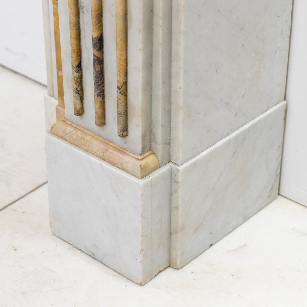 Antique Victorian Carrara Siena Marble Fireplace Surround