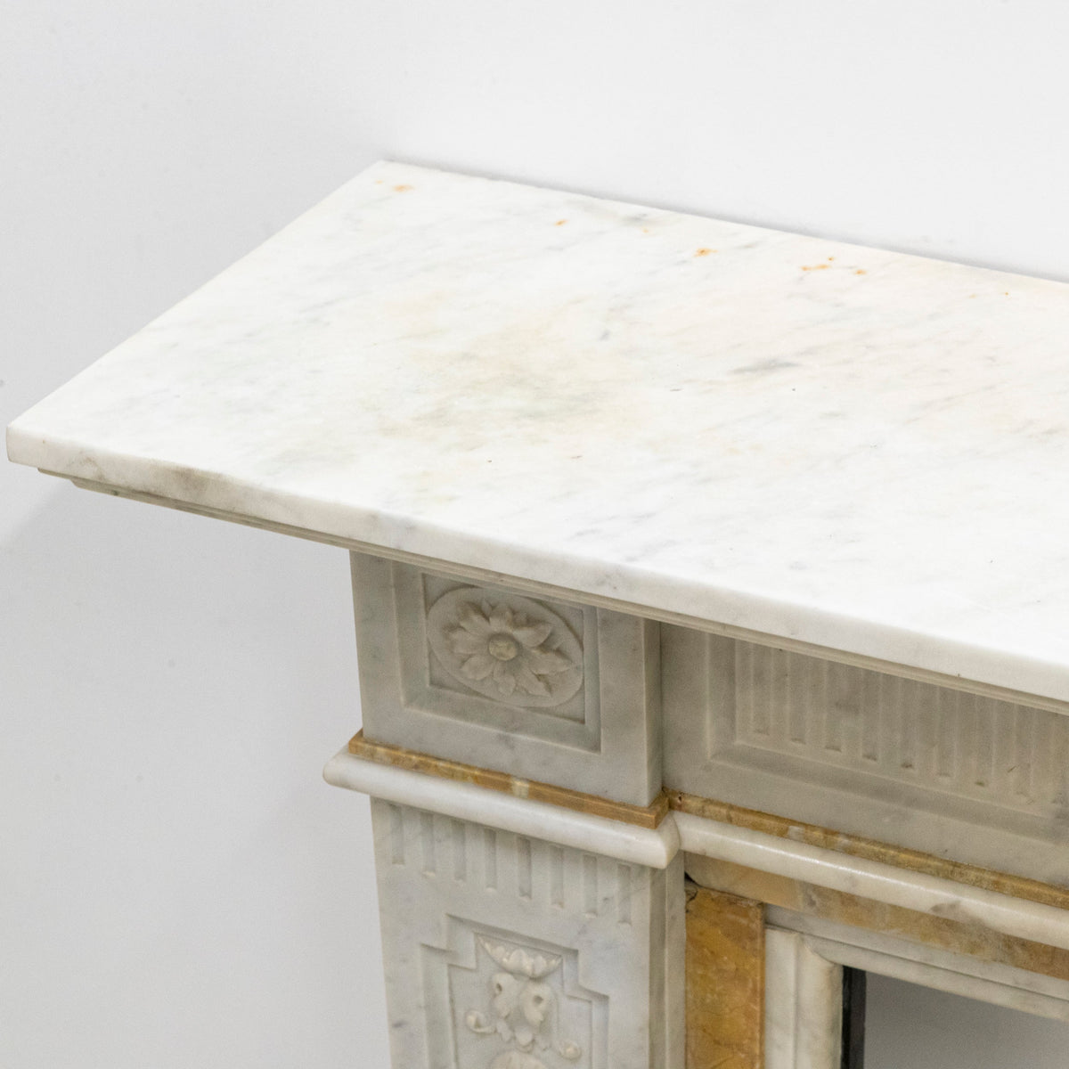 Antique Victorian Carrara Siena Marble Fireplace Surround