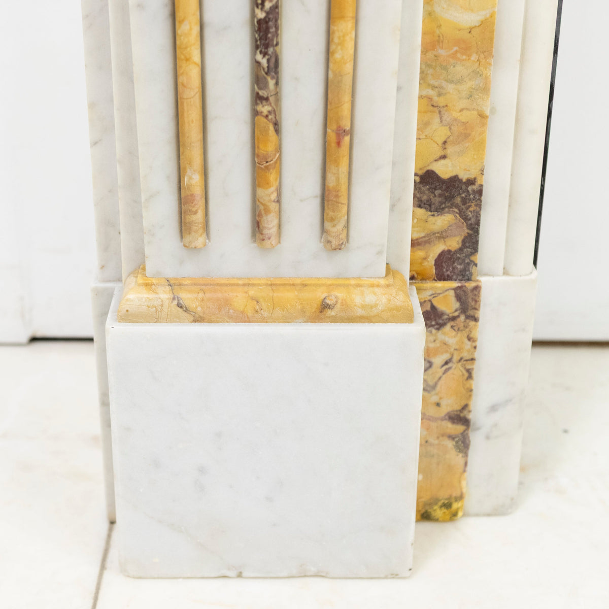 Antique Victorian Carrara Siena Marble Fireplace Surround