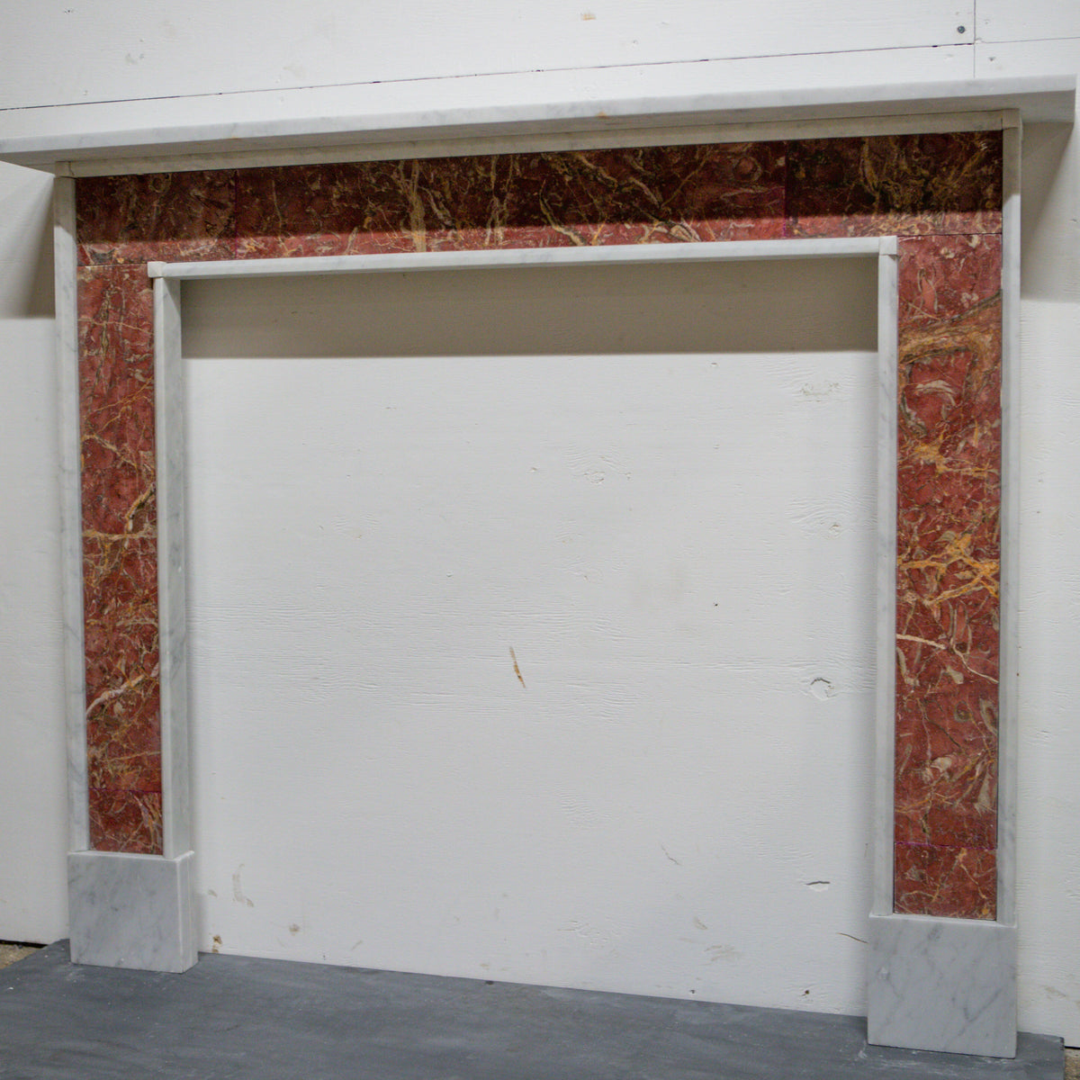 Regency Style Carrara &amp; Rouge Marble Fireplace Surround | The Architectural Forum