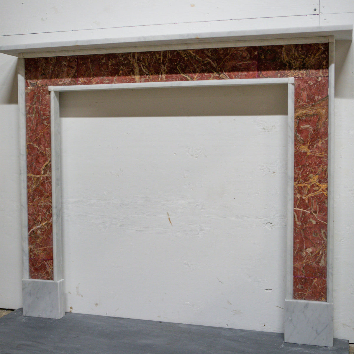 Regency Style Carrara &amp; Rouge Marble Fireplace Surround | The Architectural Forum