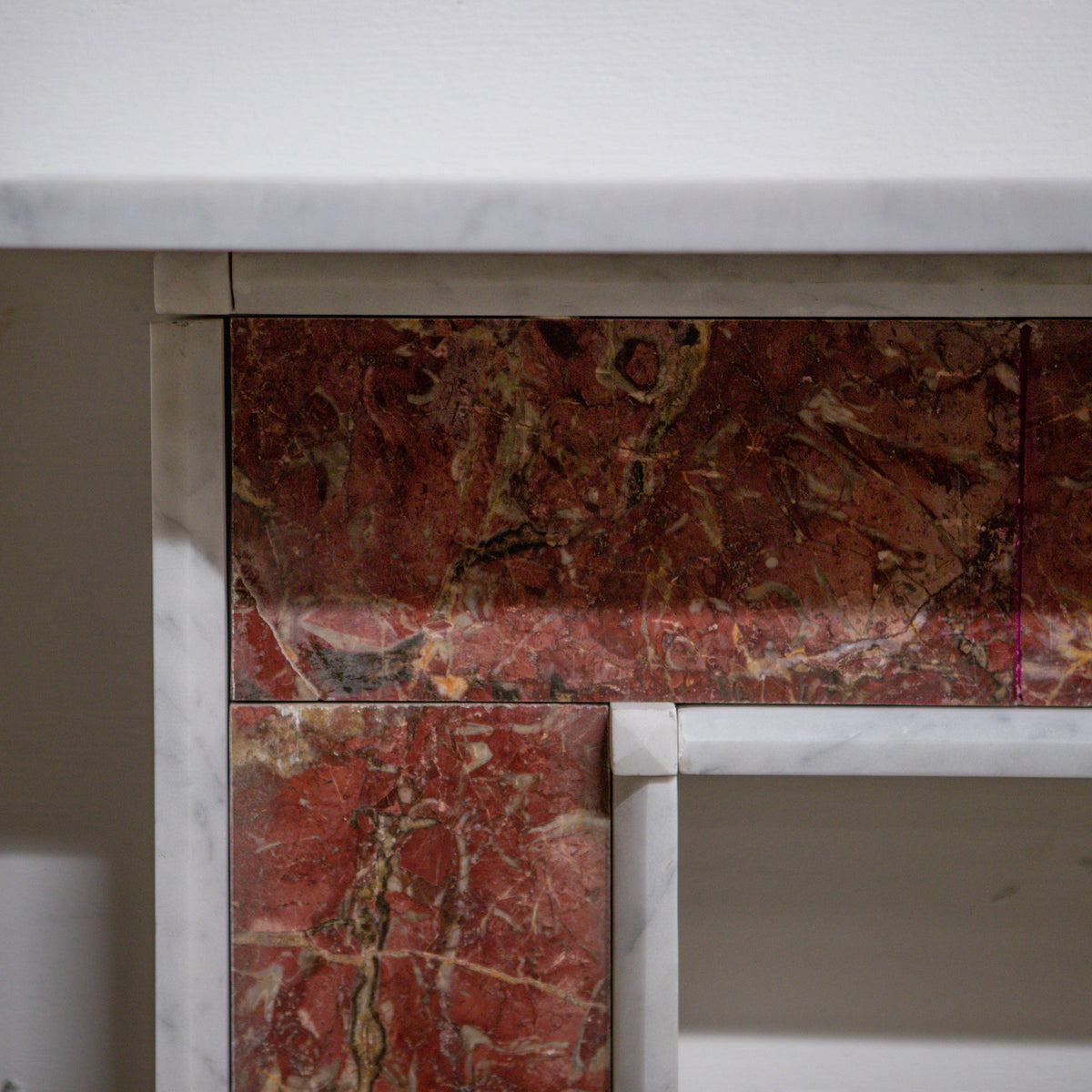 Regency Style Carrara &amp; Rouge Marble Fireplace Surround | The Architectural Forum