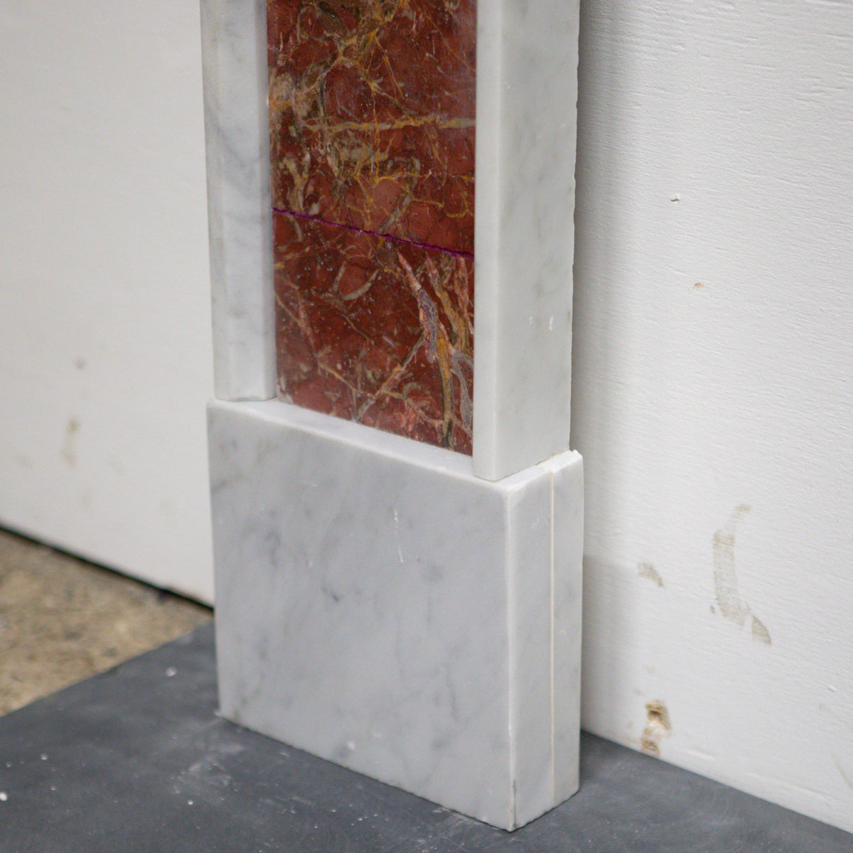 Regency Style Carrara &amp; Rouge Marble Fireplace Surround | The Architectural Forum