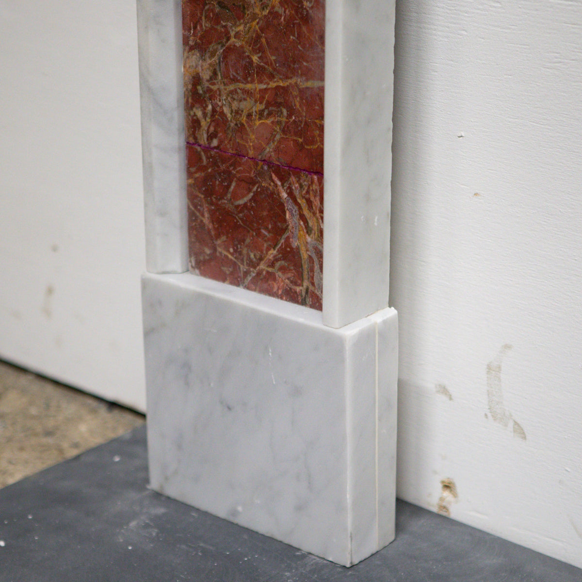 Regency Style Carrara &amp; Rouge Marble Fireplace Surround | The Architectural Forum