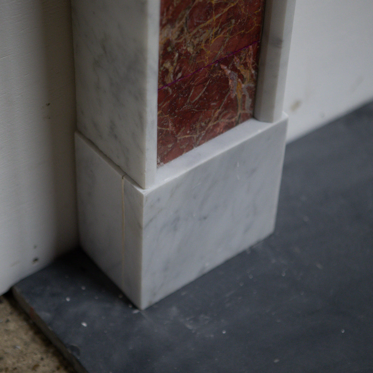 Regency Style Carrara &amp; Rouge Marble Fireplace Surround | The Architectural Forum