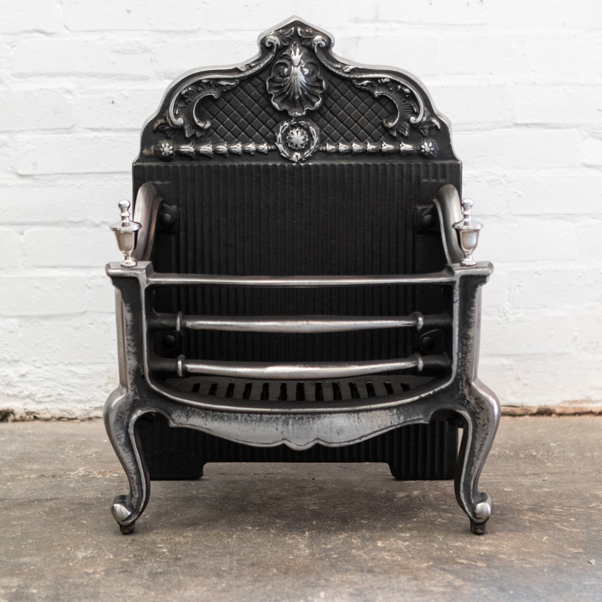 Reclaimed Grand Cast Iron Fire Basket with Finials | The Architectural Forum