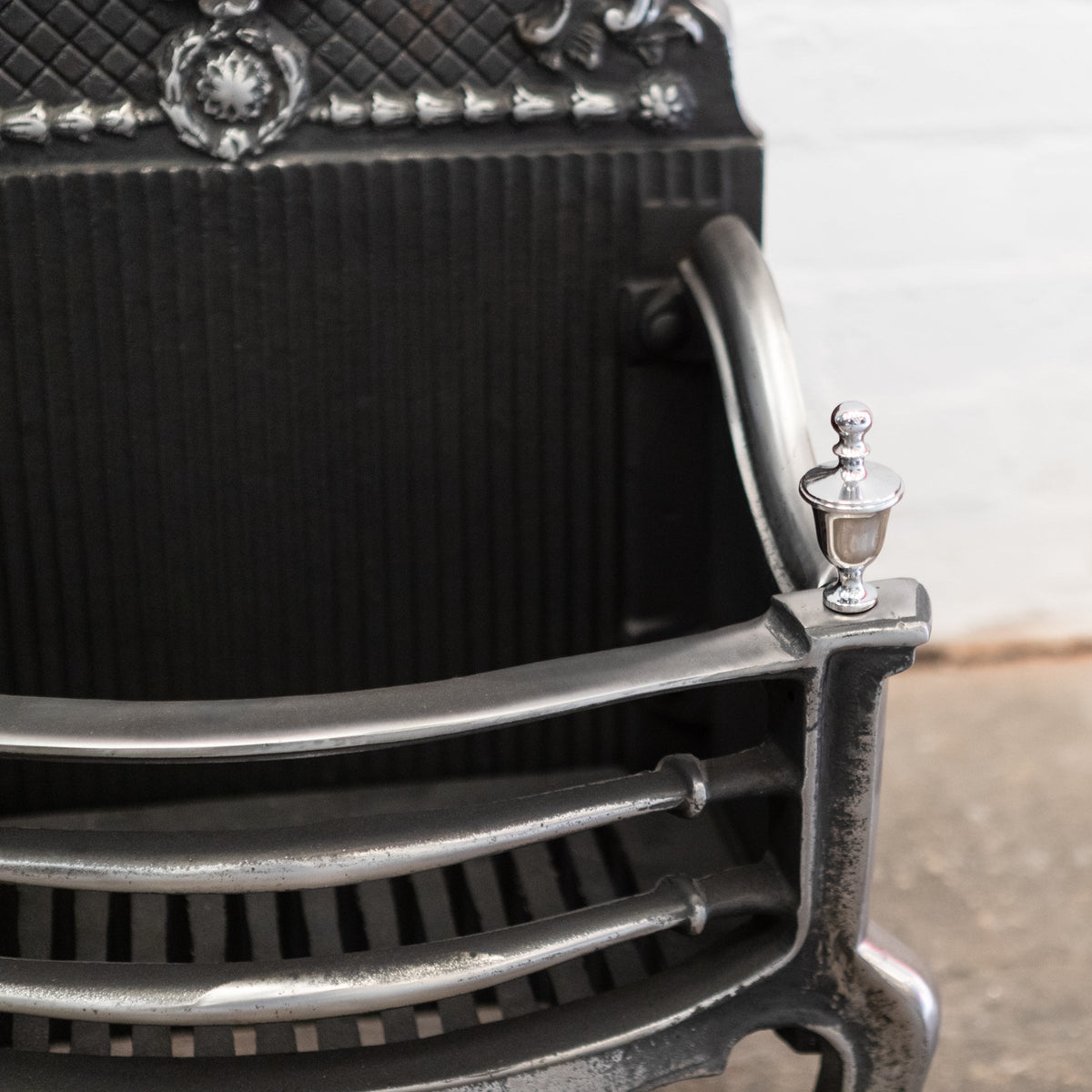 Reclaimed Grand Cast Iron Fire Basket with Finials | The Architectural Forum