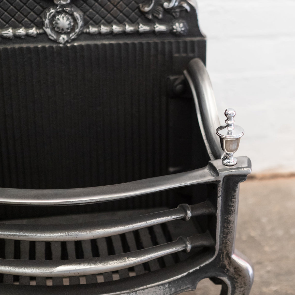 Reclaimed Grand Cast Iron Fire Basket with Finials | The Architectural Forum