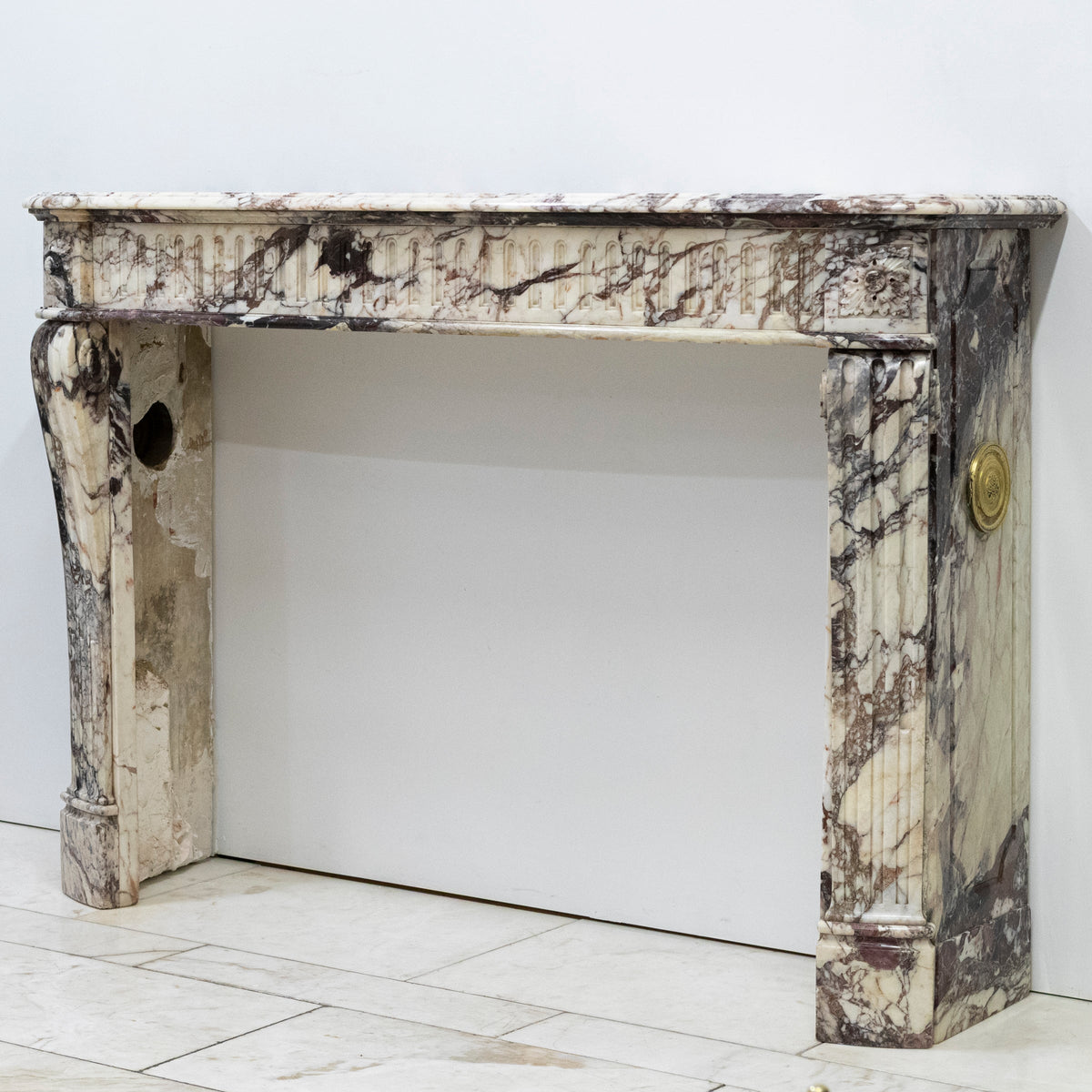 Antique 19th Century Brèche Marble Louis Style Fireplace Surround | The Architectural Forum