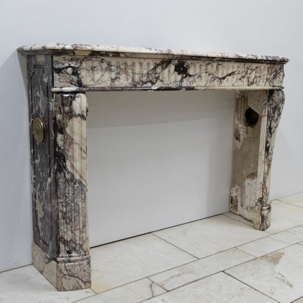 Antique 19th Century Brèche Marble Louis Style Fireplace Surround | The Architectural Forum