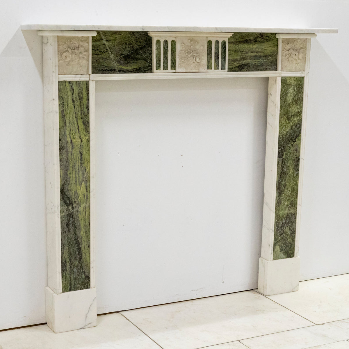 Antique Regency Statuary &amp; Verde Marble Fireplace Surround | The Architectural Forum