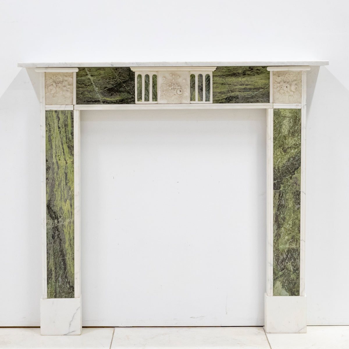 Antique Regency Statuary &amp; Verde Marble Fireplace Surround | The Architectural Forum