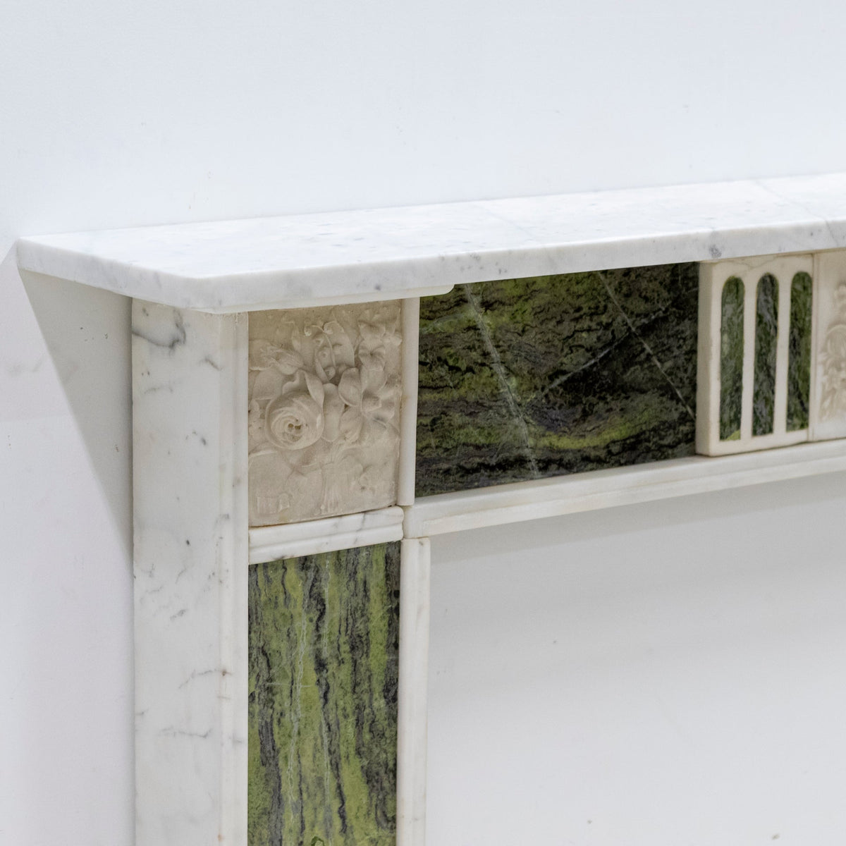 Antique Regency Statuary &amp; Verde Marble Fireplace Surround | The Architectural Forum