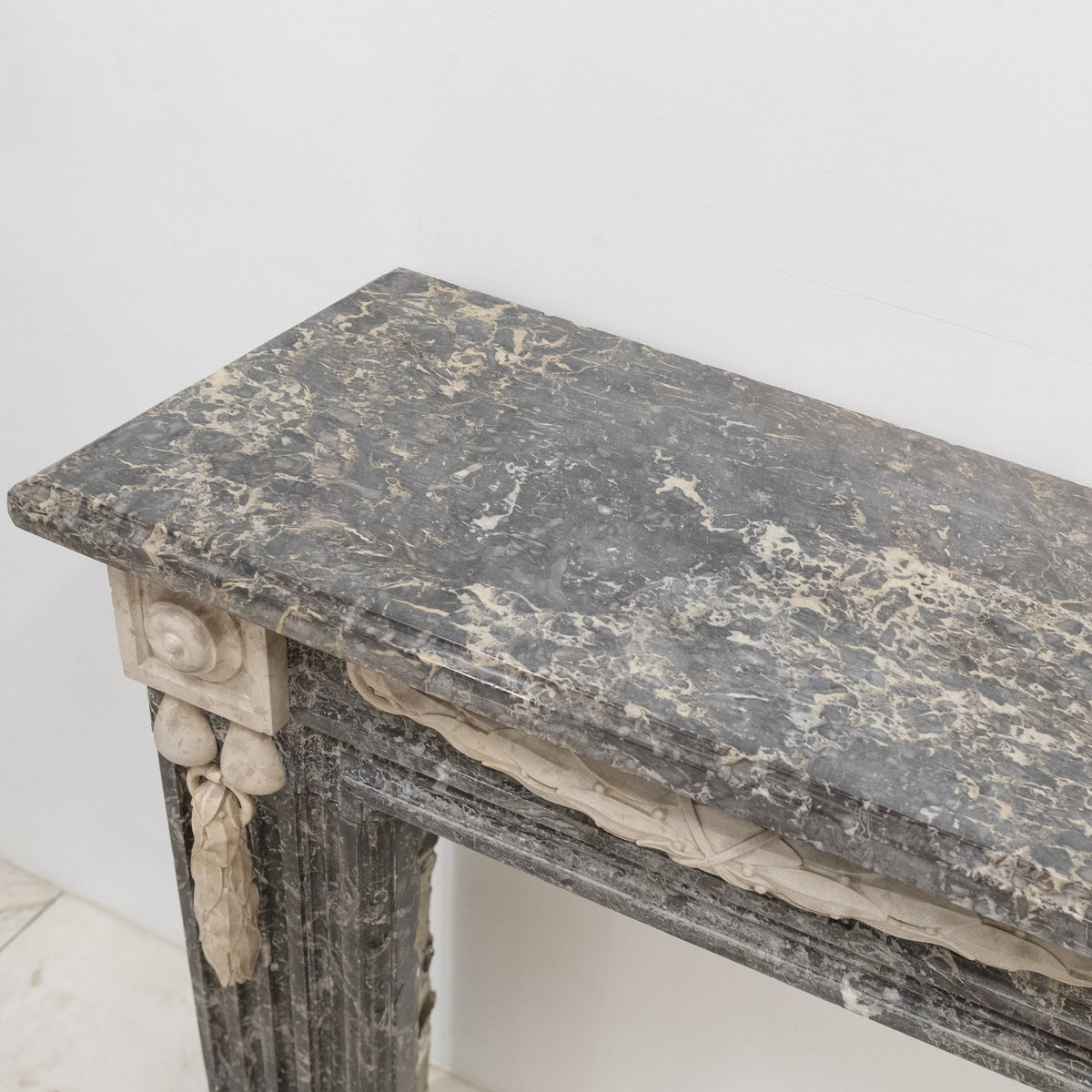 A Fine Late 19th Century Neoclassical Grey Marble Fireplace